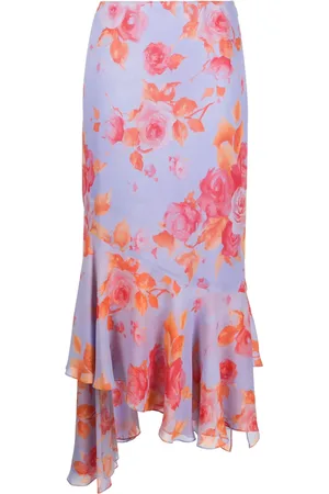 The Andamane Floral-print high-low hem skirt