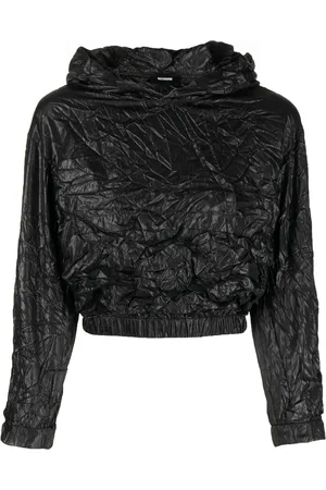 We11 Done Crinkle-effect cropped hoodie