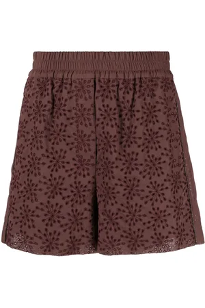 Brunello Cucinelli Floral-embroidered cotton shorts