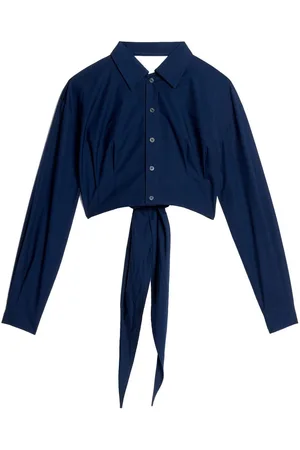 Ami Tie-detail cropped cotton shirt