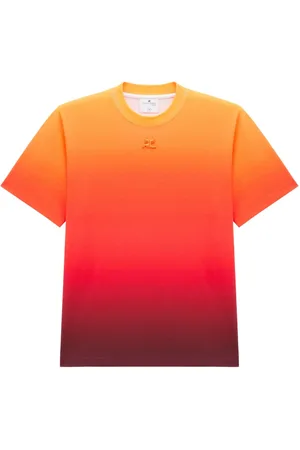 Courrèges Gradient-effect logo-embroidered T-shirt