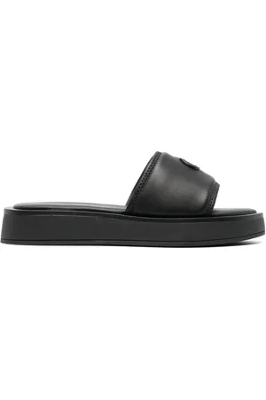 Calvin Klein Logo-plaque leather slides