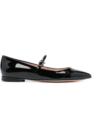 Gianvito Rossi Pointed-toe buckle-strap ballerina shoes