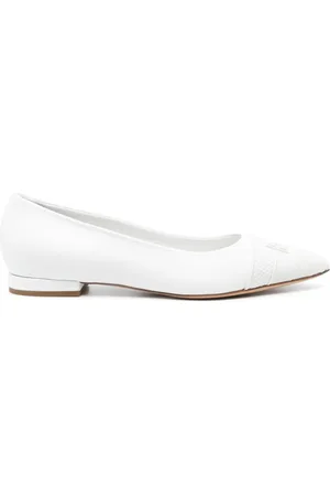 Casadei Embossed-logo 15mm leather ballerinas