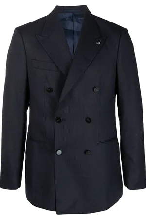 D4.0 Striped double-breasted wool blazer