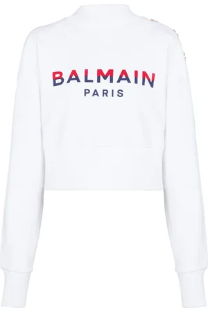 Balmain 3-Buttons logo-print cotton sweatshirt