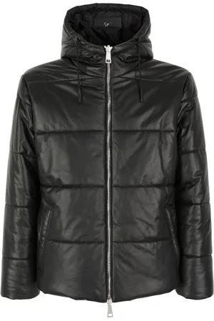 Giuseppe Zanotti Drawstring-hood leather puffer jacket
