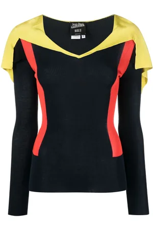 Jean Paul Gaultier 2000s cape-detail colour-block jumper