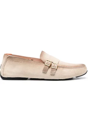 santoni Embossed-logo suede Monk shoes