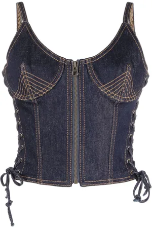 Jean Paul Gaultier Contrast-stitching denim corset top