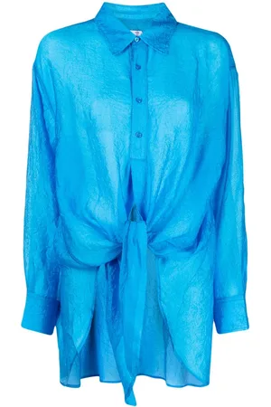 Izzue Crinkled-finish tie-fastening shirt