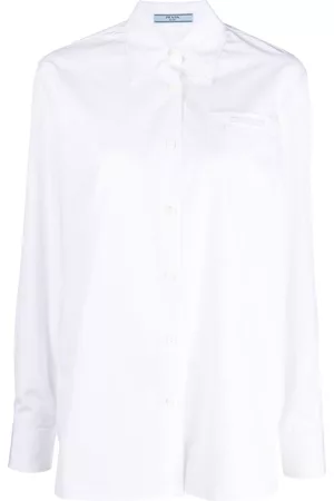 Prada Ženy Košile - Logo-embroidered cotton shirt