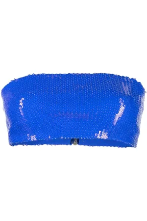 DAVID KOMA Sequin-embellished strapless crop top