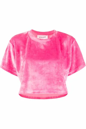 Styland Velvet-effect cropped T-shirt