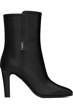 Saint Laurent Ženy Kozačky - Jane logo-plaque leather boots