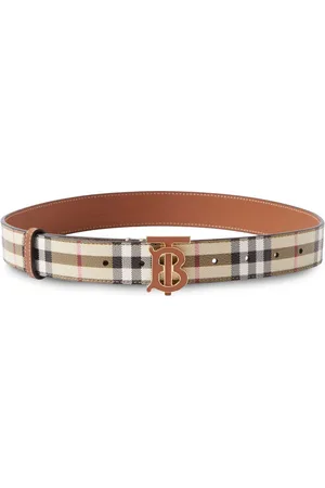 Burberry Checked monogram-plaque leather belt
