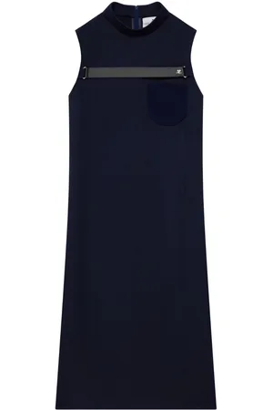Courrèges Strap-detailed twill midi dress