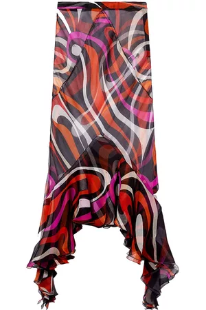 Puccini Ženy S potiskem - Marmo-print asymmetric silk skirt