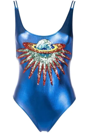 Brigitte Planet-embellished metallic one-piece