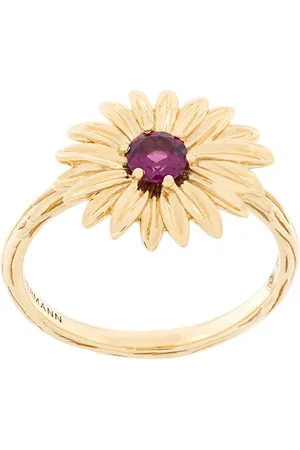 Aurélie Bidermann 18kt yellow gold garnet flower ring