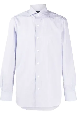 Finamore Striped spread-collar cotton shirt