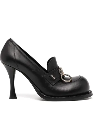 MARTINE ROSE 100mm bulb-toe leather pumps