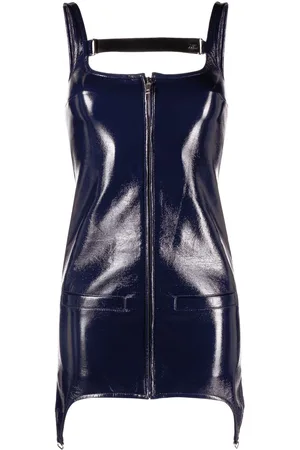 Courrèges Strap-embellished high-shine minidress