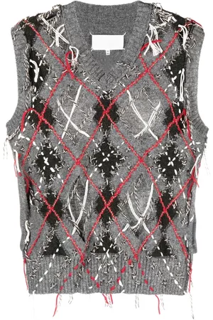 Maison Margiela Muži Vesty - Contrasting-stitch argyle-knit vest