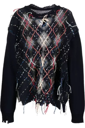 Maison Margiela Muži Mikiny bez kapuce - Contrasting-stitch argyle-knit jumper