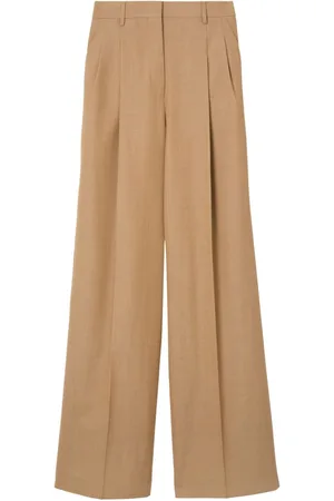 Burberry Wide-leg pleated wool trousers