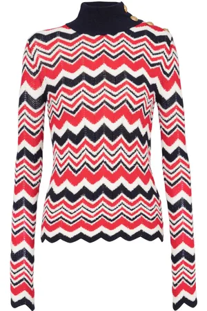 Balmain Chevron-knit roll-neck jumper
