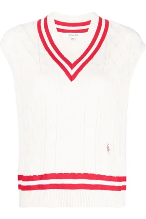 Sporty & Rich Striped-edges sleeveless knitted top
