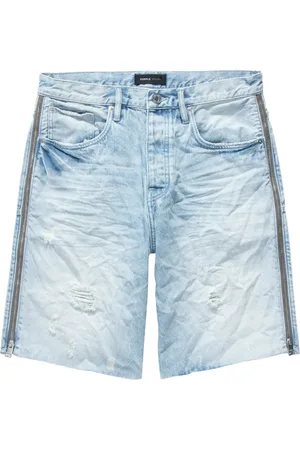 Purple Brand Bleached side-zip denim shorts