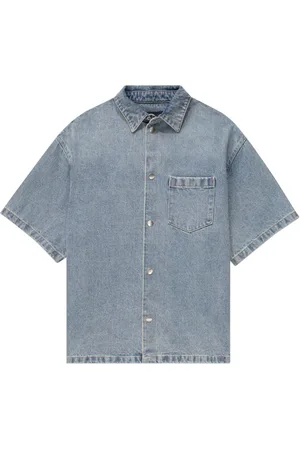 Purple Brand Short-sleeve denim shirt jacket