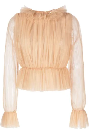 Khaite Long-sleeve tulle blouse