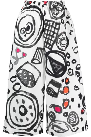 DANIELA GREGIS Printed cotton wide-leg trousers