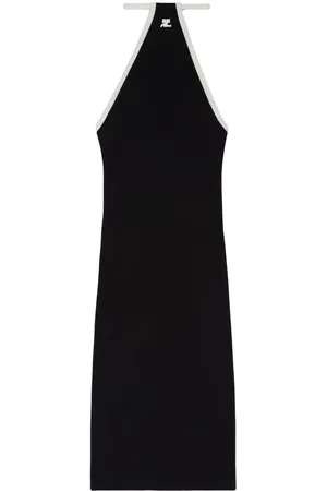 Courrèges Logo-embroidered halterneck midi dress