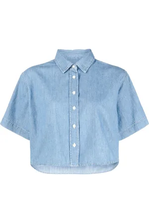 Frame Cropped cotton-linen shirt
