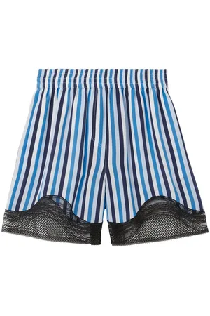Burberry Lace-trim striped silk shorts