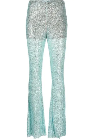 Self-Portrait Sequin-embellished mesh trousers