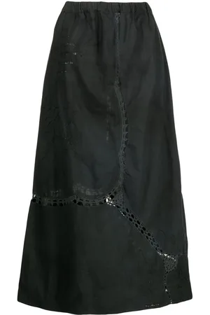 BY WALID Embroidered-detail cotton long skirt