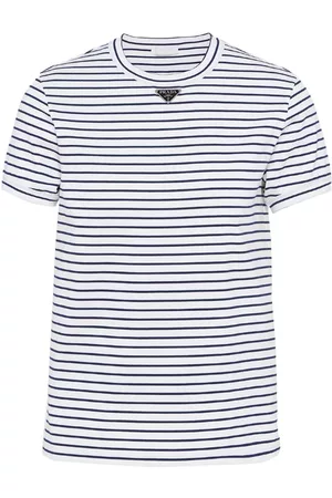 Prada Muži S krátkým rukávem - Triangle-logo stripe-print T-shirt