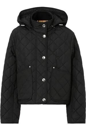Burberry Detachable-hood diamond-quilted jacket