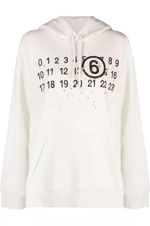 Maison Margiela Ženy Mikiny s kapucí - Distressed logo-print hoodie