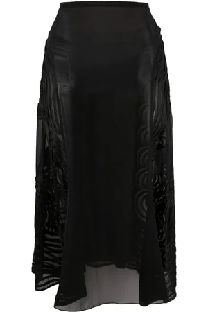 Jean Paul Gaultier 2000s appliquée sheer flared silk skirt