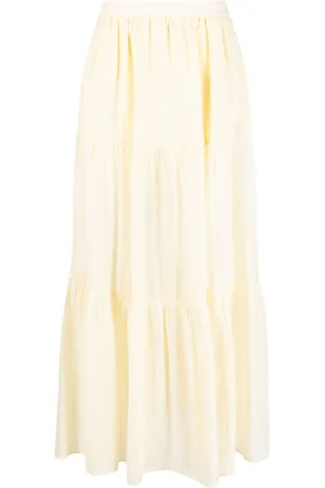 MANEBI High-waisted tiered maxi skirt