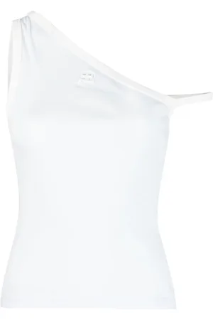 Courrèges Logo-embroidered one-shoulder top