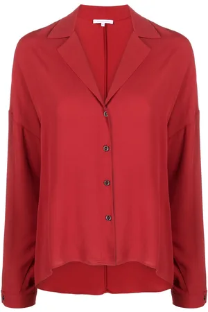 Patrizia Pepe Long-sleeved V-neck crepe shirt