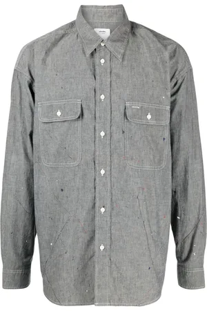 VISVIM Logo-print paint-splatter shirt