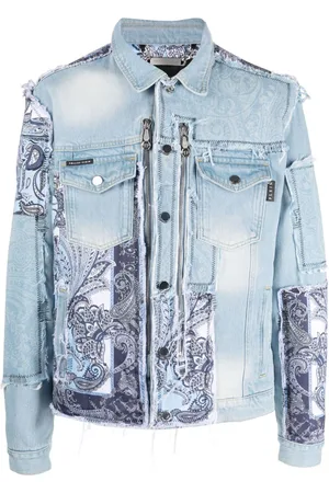 Philipp Plein Paisley bandana-print denim jacket